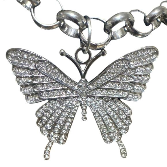 Women’s Boot chain, Silver tone Sorkly Butterfly. 14” Brand New Homemade NWT - Picture 5 of 7